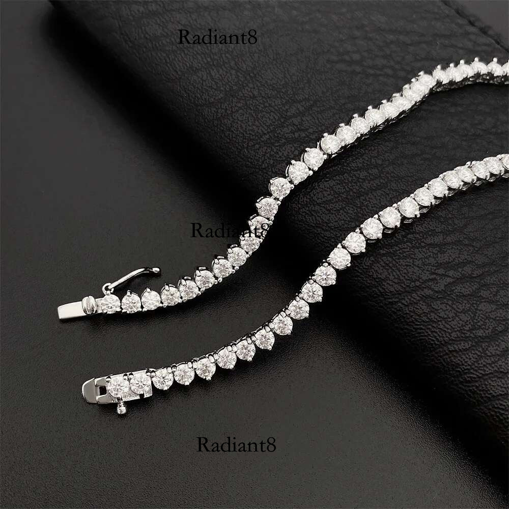 Houtros 3mm Full Moissanite Tennis Necklace Sterg Sier 3 Prong Dia Neck Chain Wedding Party Jewelry GRA