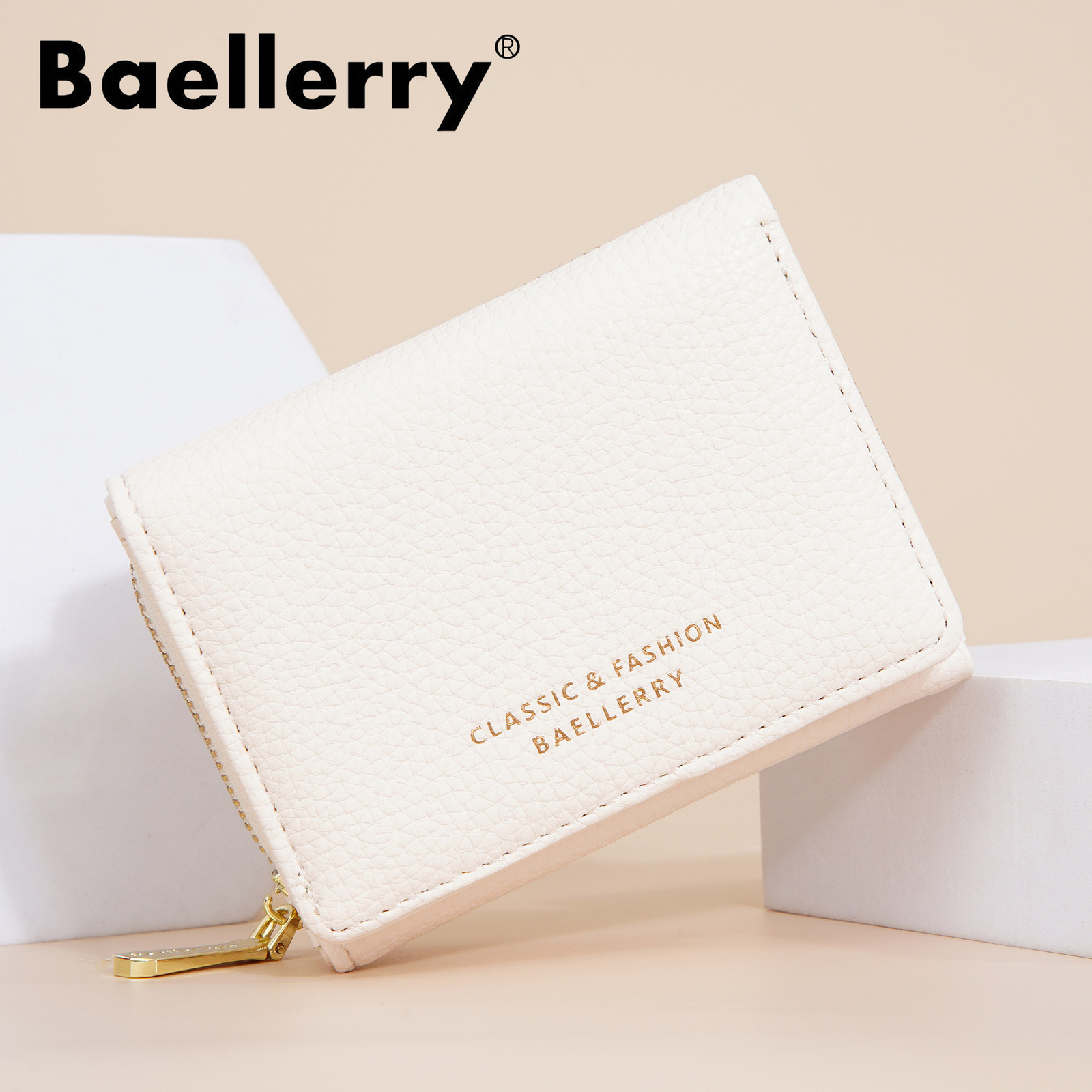 Wallet womens short baellerry three fold zipper coin purse simple lychee pattern card bag for women 250304