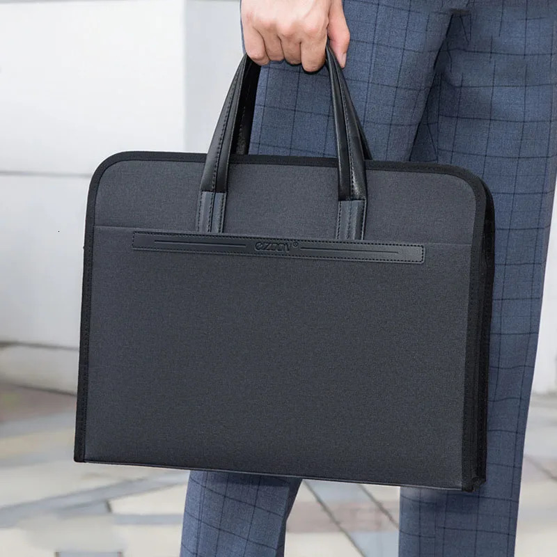 Mens Oxford Casual Briefcase Multi-layer A4 Office Zipper Bag Large Capacity Business Bag Male Business Handbag Conference 250228