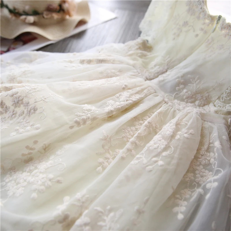 Summer Girls Dress Casual Baby Clothes Kids Dresses For Lace Flower Wedding Gown Children Birthday Party Wear 38Yrs 250303