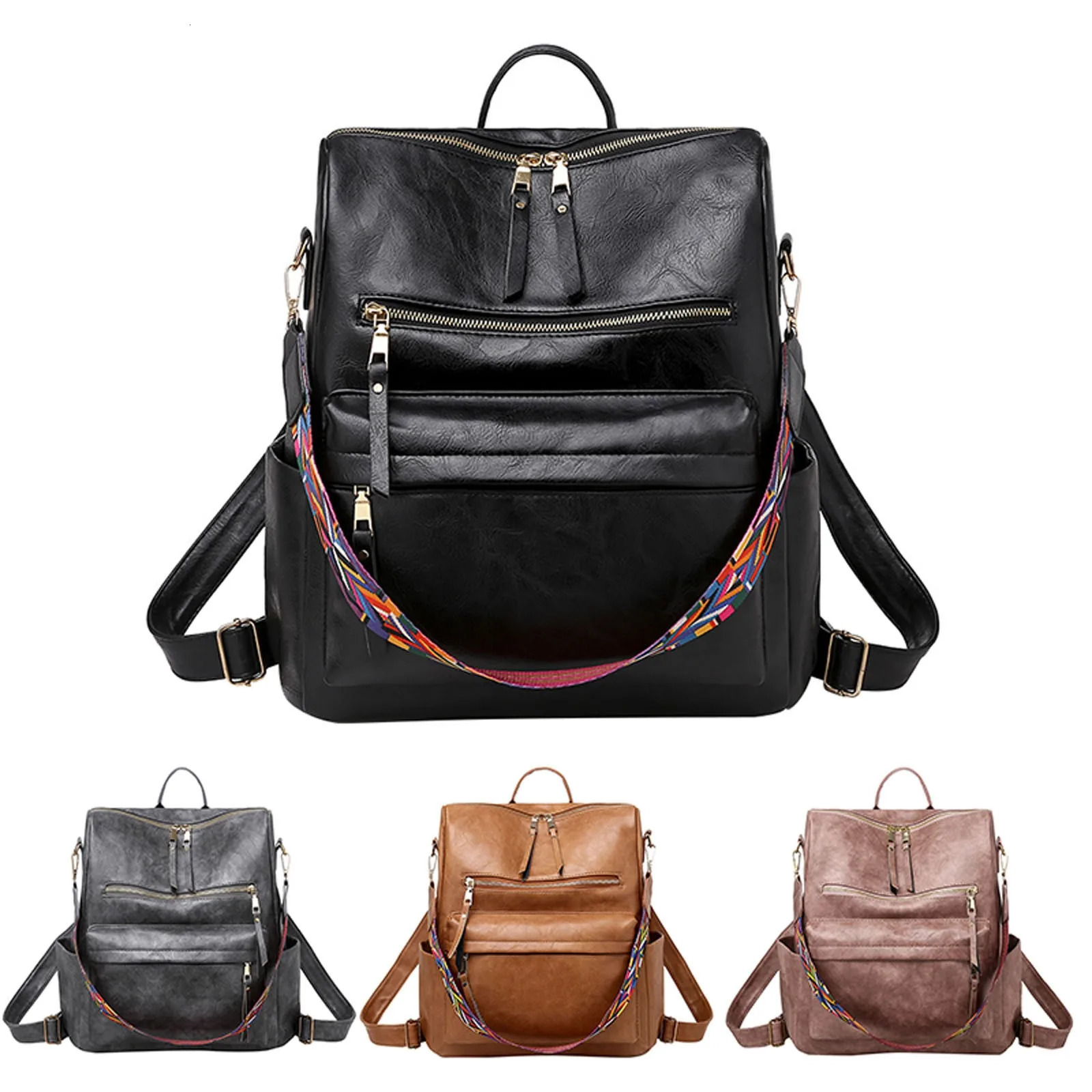 Ship from US Korean Daily Chic Fashion Bag Women Backpack Leather Purse For Large Designer Travel bags for women 250304FBB