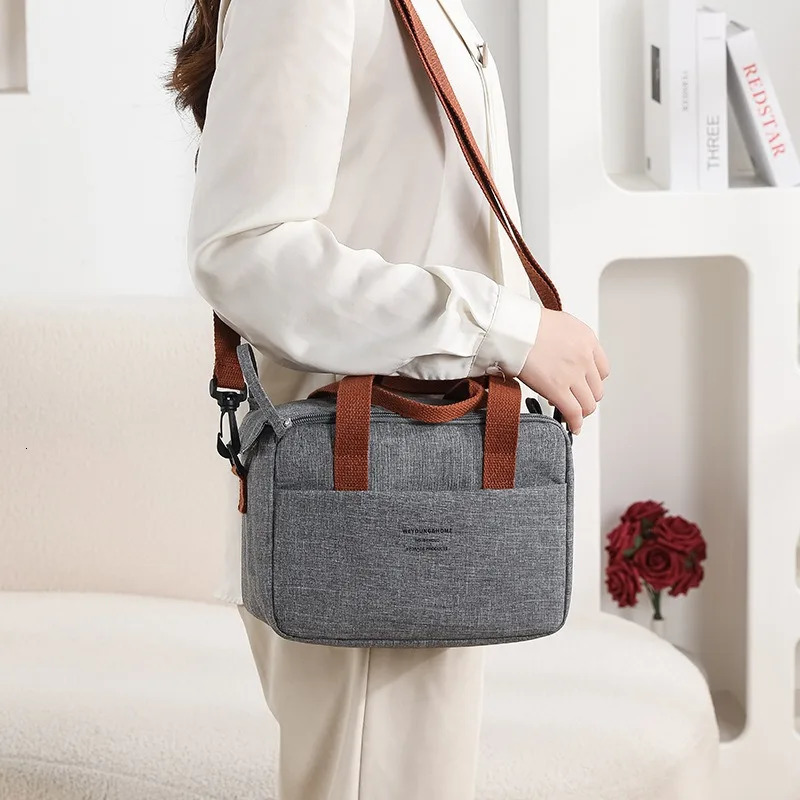 Portable Lunch Bag For OL Women Thermal Insulated Lunch Box Tote Cooler Handbag Waterproof Bento Pouch Office Food Shoulder Bags 250228