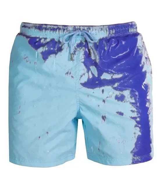 Large Size Temperature Color Changing Shorts Meet Water Color Changing Swim Shorts Beach Pants Men Europe and The United StatesT250304