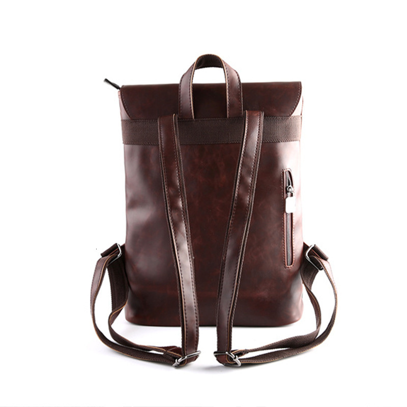 Designer Designer Men's Korean Version Trendy College Style Middle School Student Casual Crazy Horse Leather Backpack