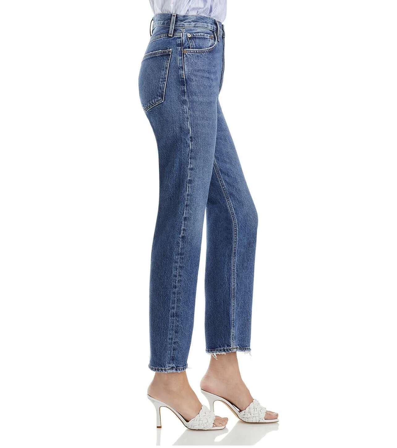 2023 New Women High Waisted Denim Pants Fashion Casual Straight Light Blue Jeans Streetwear