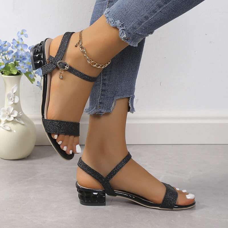and Autumn Spring New Style Fashionable, Comfortable, Elegant Casual Round Toe Versatile Thick Heel Sandals Fashionable, Comfortable,