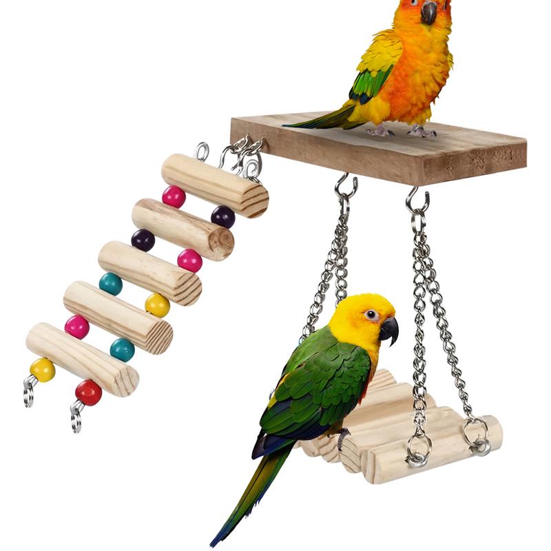 Parrot Swing Perch Bird Perches Swing With Climbing Ladder Parrot Chew Toys For Parakeets Cockatiel Lovebirds Conures Budgie