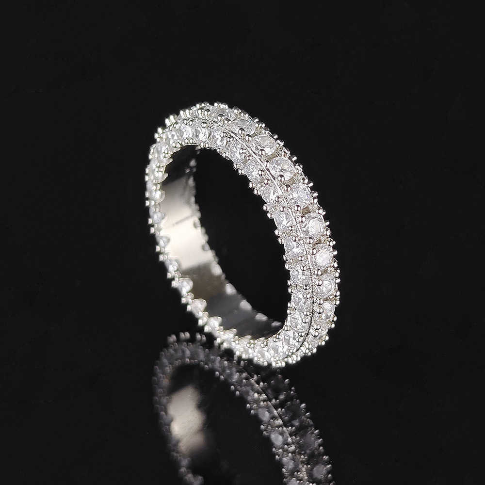 Couple Rings Ins style minimalist three sided zircon design couple ring personalized hip-hop ring R7958 H25303
