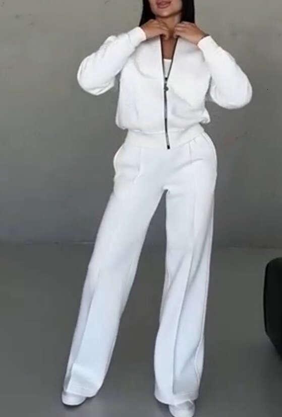 European American Spring and Autumn Fashion Zipper cardigan Straight leg Pants Set for Women 2025 New Style Elegant Clothing