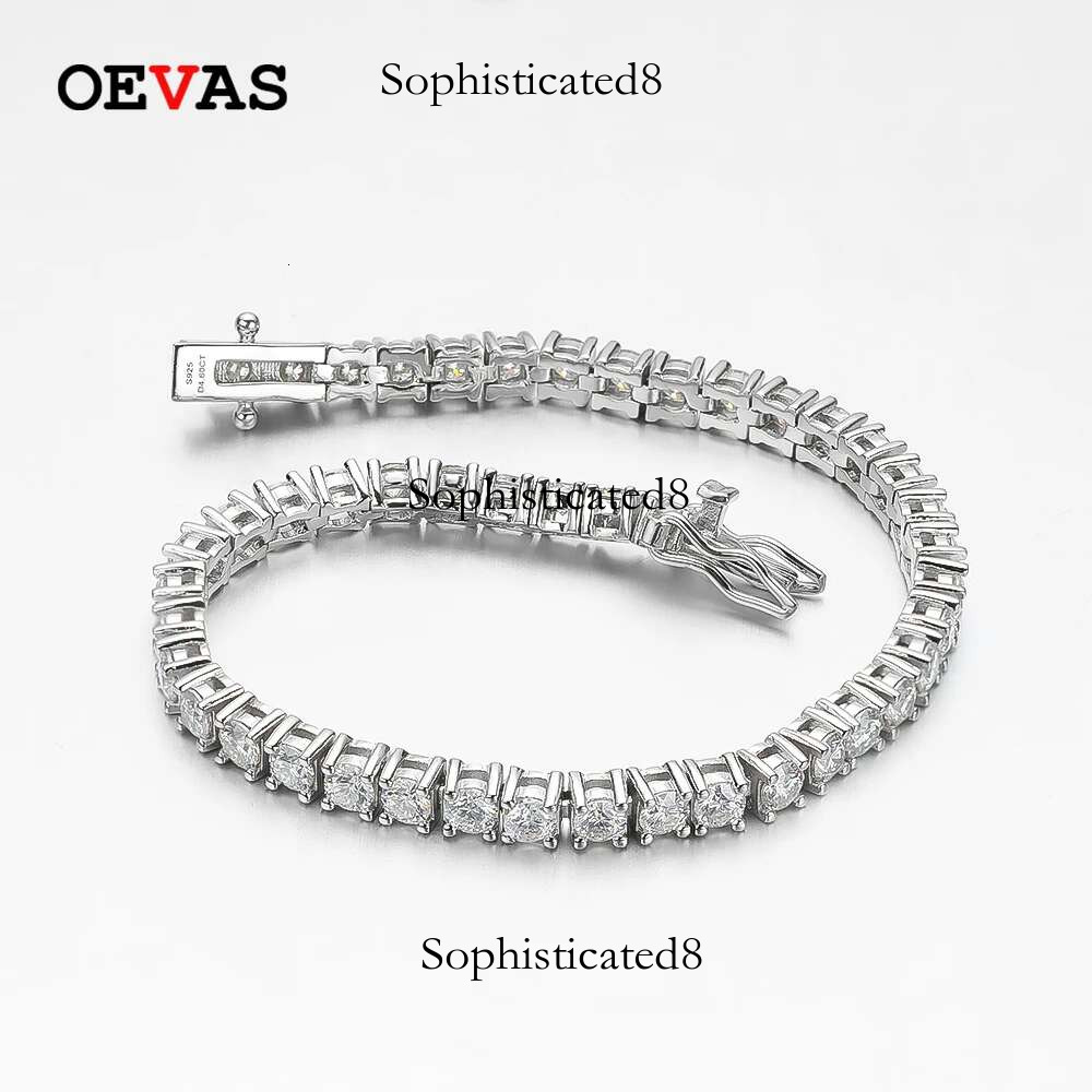 OEVAS 100% Sterg Sier Real 3-5mm Moissanite Bracelet For Women Sparkg Wedding Party Fine Jewelry Valentine's Gifts