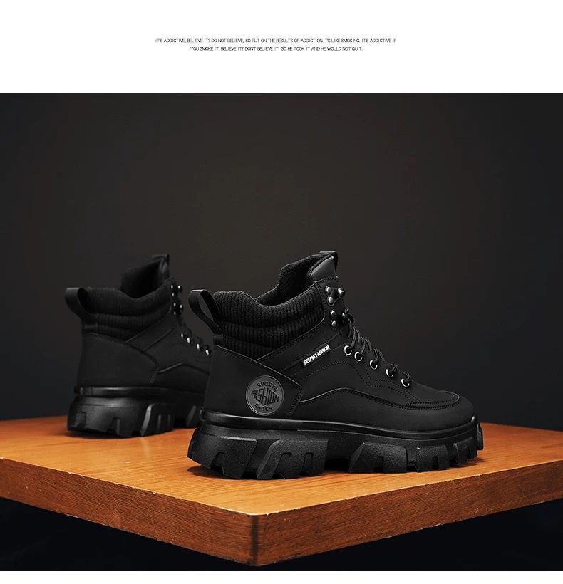 Summer High Top Shoes 2025 New Leather Made Waterproof Thick Soled British Yellow Black Martin Short Boots Famous Designer Outdoor Hiking Men s Shoes