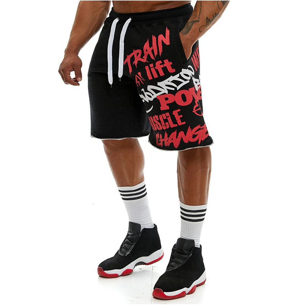 Mens Cotton Gym Shorts Hip Hop Summer Knee Length Fitness Sports Training Running Loose Male Casual Exercise Basketball 250225