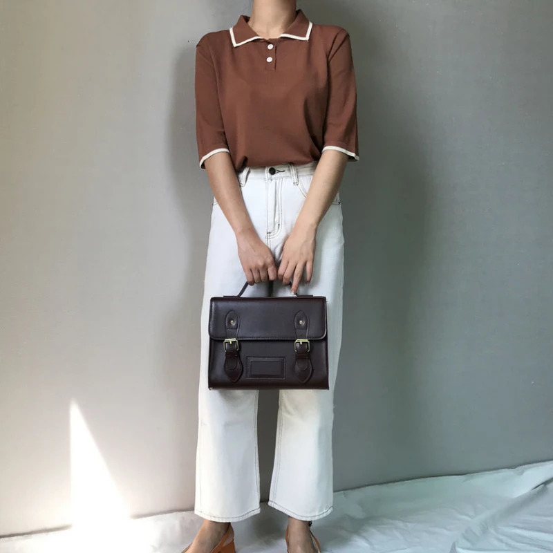 Korean Spring/Summer Cross Shoulder Bag Academy Style Womens Handbag Retro Oil Leather Bag Womens Handbag 250303