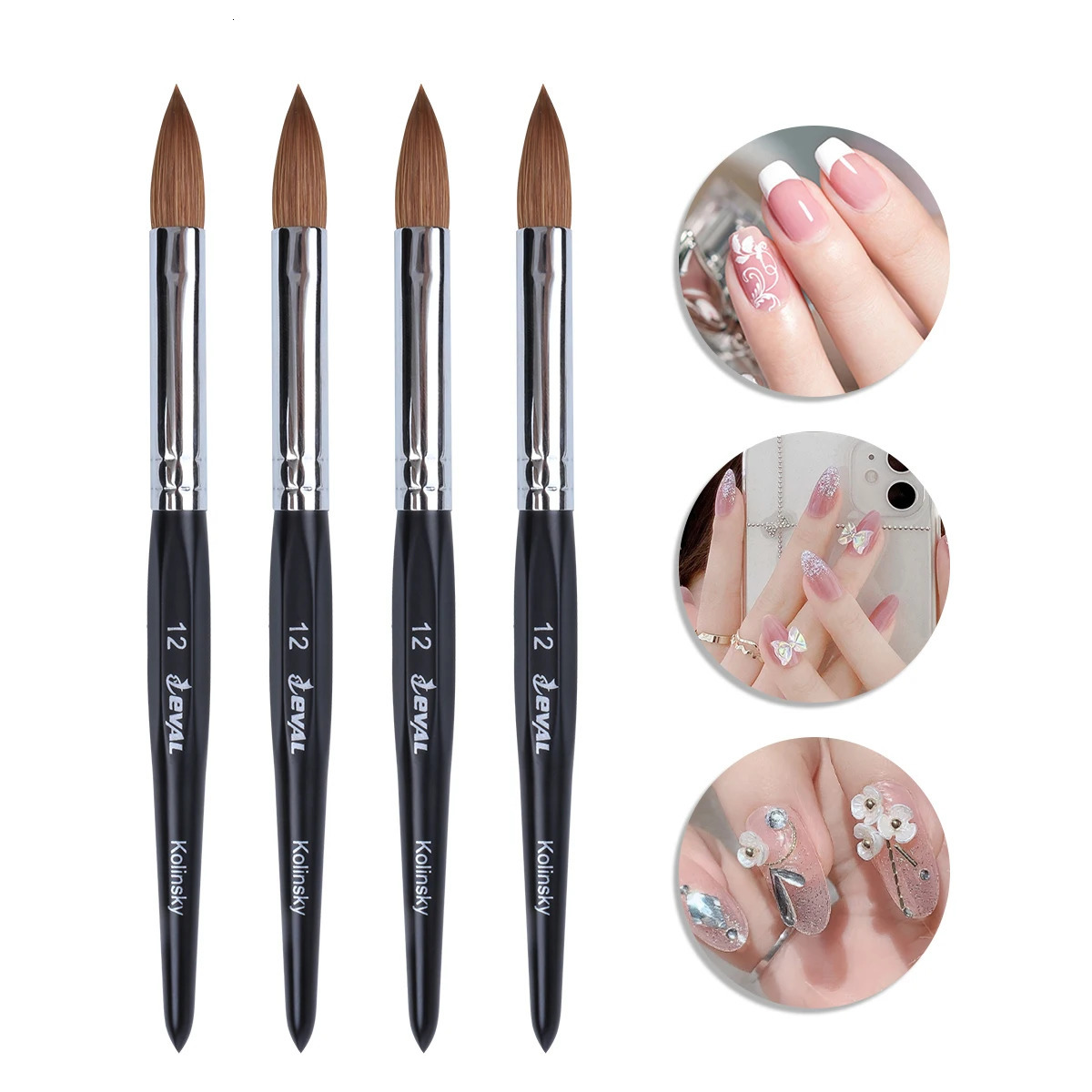 Eval Pure Kolinsky Hair Nail Brushes Acrylic Nail Painting Brush Professional UV GEL Nail Manicure Powder Pedicure Art Tools 250304
