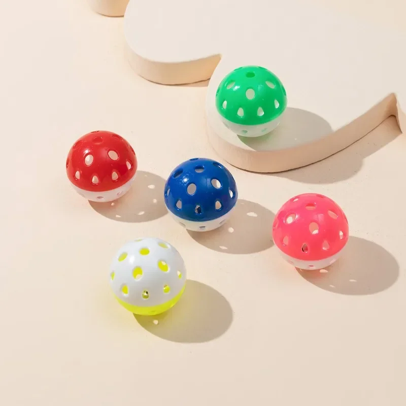 10Pcs Bird Toys Parrot Play Balls with Jingle Bell Hollow Rolling Bell Ball Pet Cat Kitten Chase Rattle Toy Random Color