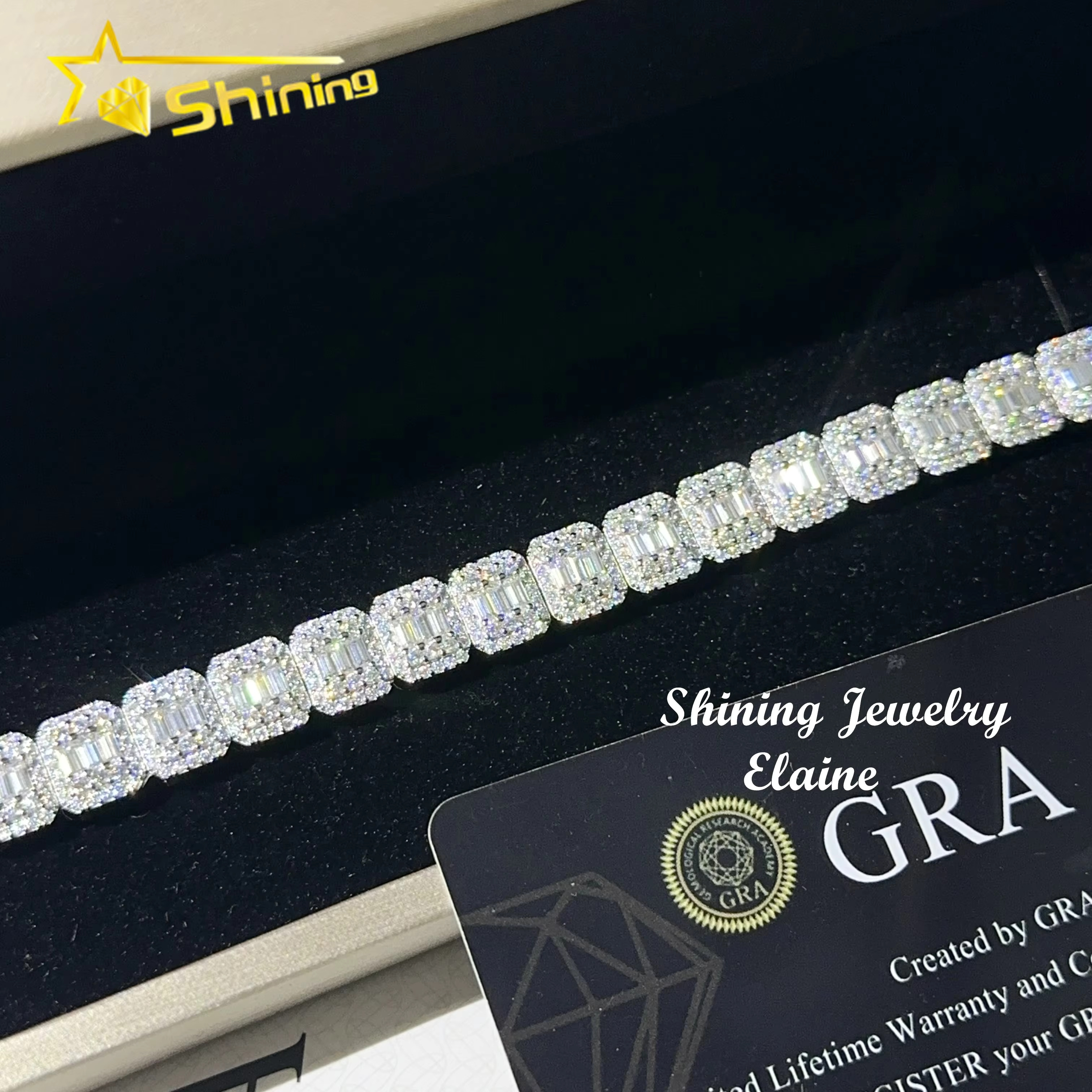 Sterg Sier Iced Out Dia Ready to Ship Vvs Moissanite Hip Hop Jewelry Tennis Bracelet