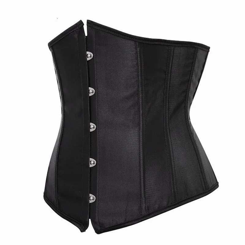 Womens Gothic Sexy Satin Underbust Corset Bustier Waist Cincher Slimming Body Shaper Corselete Lingerie Plus Size Party ClubwearXJ250304