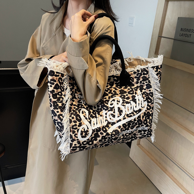 Korean Fashion Tote 2025 New Women's Personalized Leopard Pattern Handbag Large Capacity Shoulder Bag