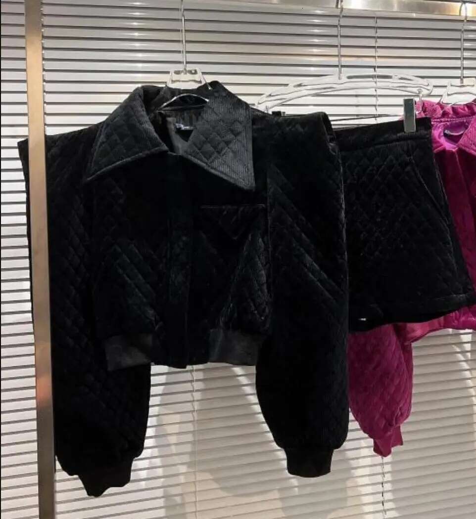 3-15 Winter Girls Cotton Three Dimensional Shoulder Dia Grid Clothes Set Short Jacket+Short 2Pcs Kids Suit Child Outfits