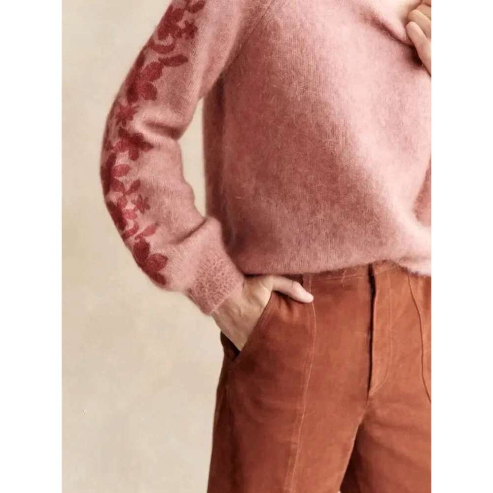 Ral Embroidery Women Puff Sleeve Sweater Soft Fashion Top Female O-Neck Jumper Fall Winter 2025