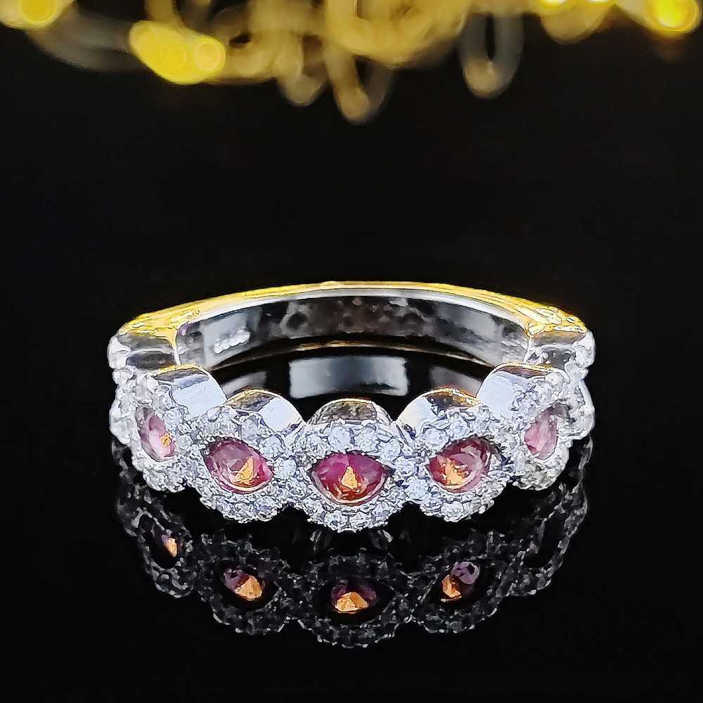Couple Rings TikTok New Set Red Engagement Ring New Grandmother Green Zircon Band R5025 H25303