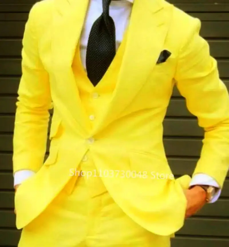 Solid Color Fashion Men Boutique Business Suits Wedding Suit Formal Groom Tuxedos 3 Pcs Set Dress Lapel Blazer Vest Pants 250303