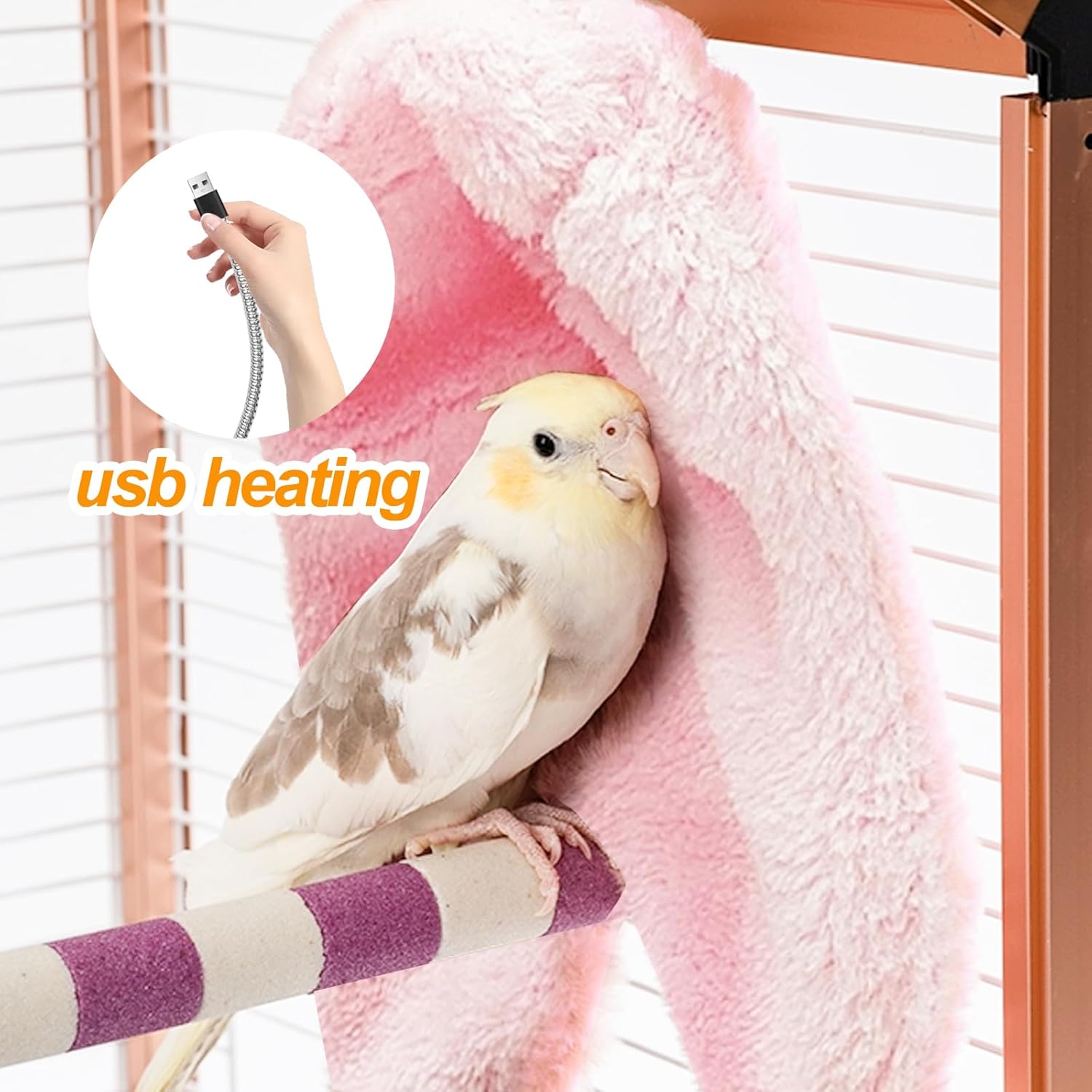 Corner Fleece Bird Blanket Usb Heating Bird Warmer Parrot Plush Heating Blanket Bird Cage Accessories Bird Winter Supplies