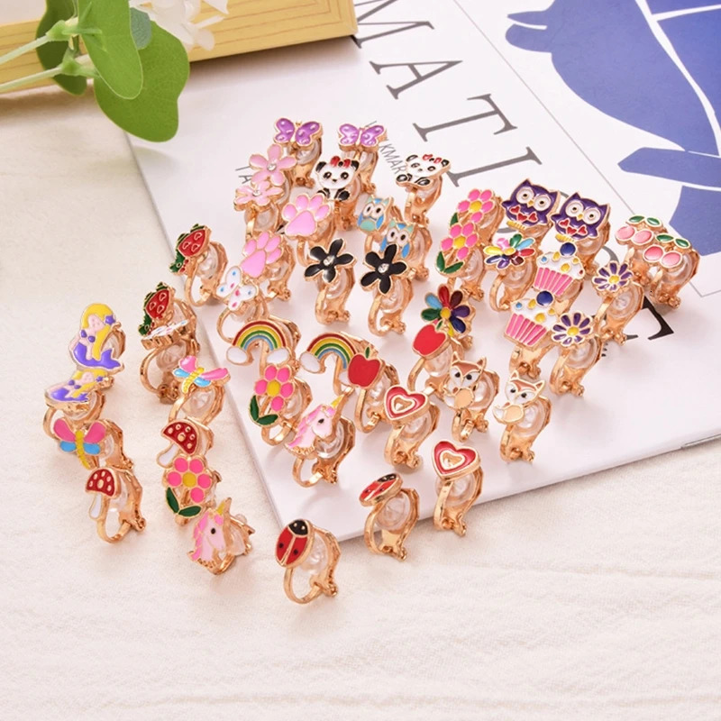 20 Pairs No Pierced Earrings Clip on Earrings Girls Dress up Pretend Princess Play Jewelry Accessory for Kid 250304