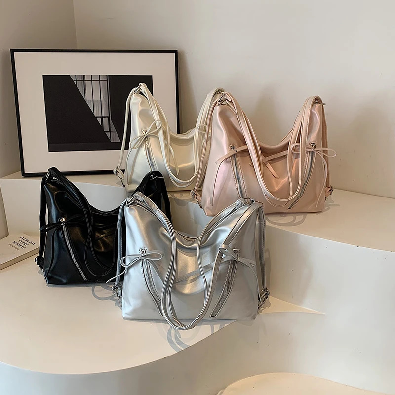 Bow Backpack for Womens Trendy and Fashionable Korean Tote Bag Casual Large Capacity One Shoulder Backpack 250228