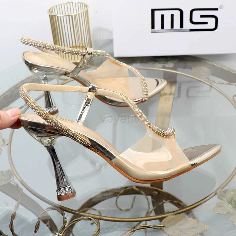 elegant wan heeled shoes sandals in autumn 2023 pointed rhines with stiletto h transparent belts to wear wen shoes Z250304