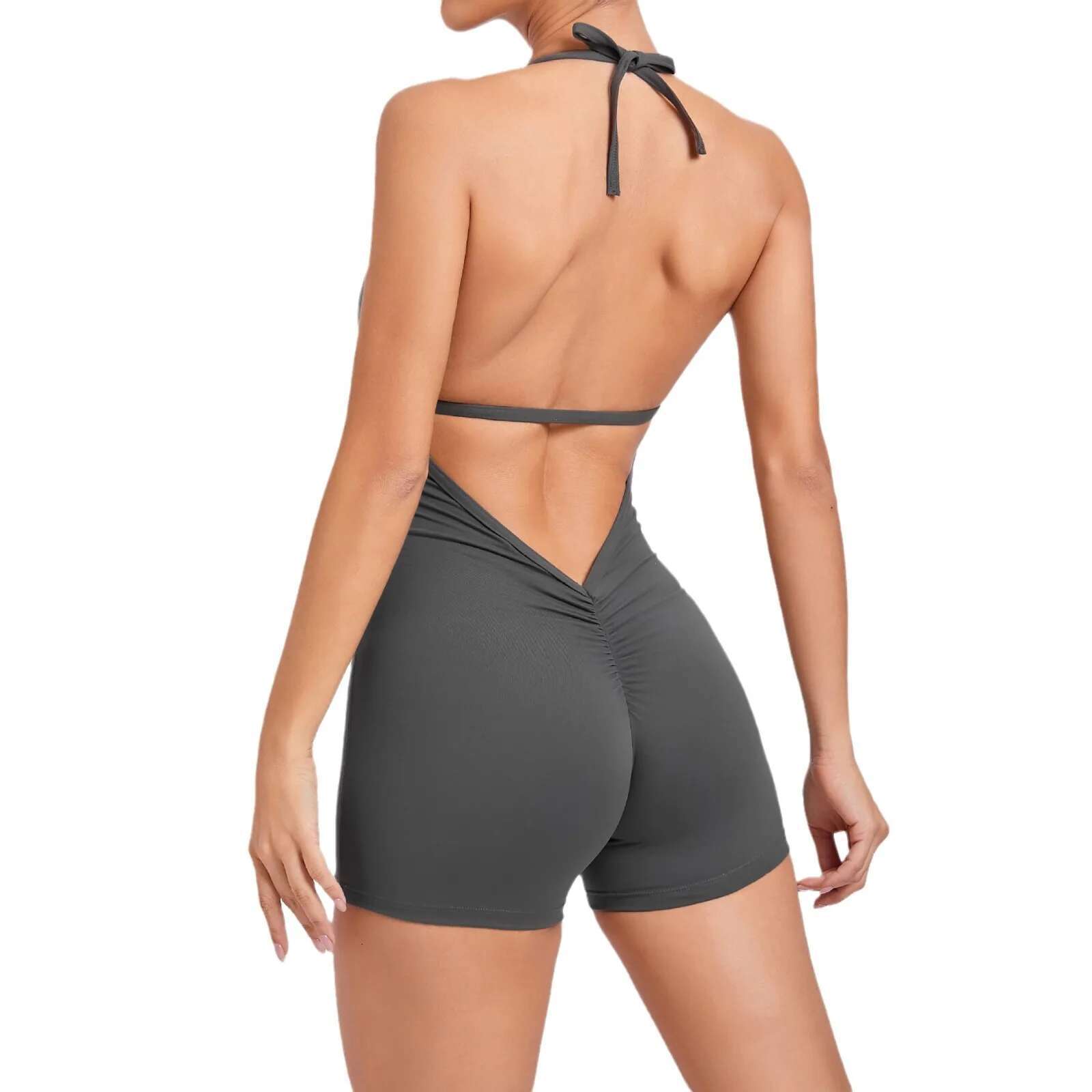 V Back One-Piece Suit Scrunch Sports Jumpsuit Gym Rompers Female Quick-Drying Yoga Clothing Fiess Sexy Bodysuits Women