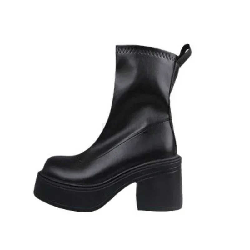 Platform Ankle Boots For Wen Fion Side Zippers Short Boots Fem Elegant Square High Heel Wens Mordern Botties 2024 Z250304