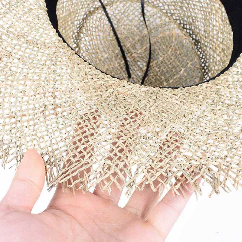 Natural Grasses Panama Beach Sun Hat Woman Summer Str Hat Travel Wide Brim UV Visors Protection Elegant Ladies Sun Hat CXJ250304