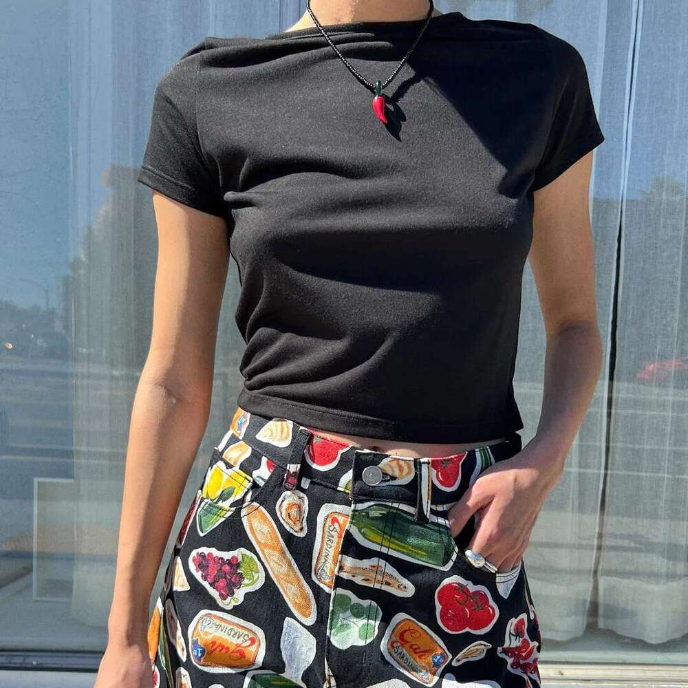European and American y2k pure cotton women's round neck printed spicy girl short sleeved T-shirt 2025 new casual versatile fashion clothing