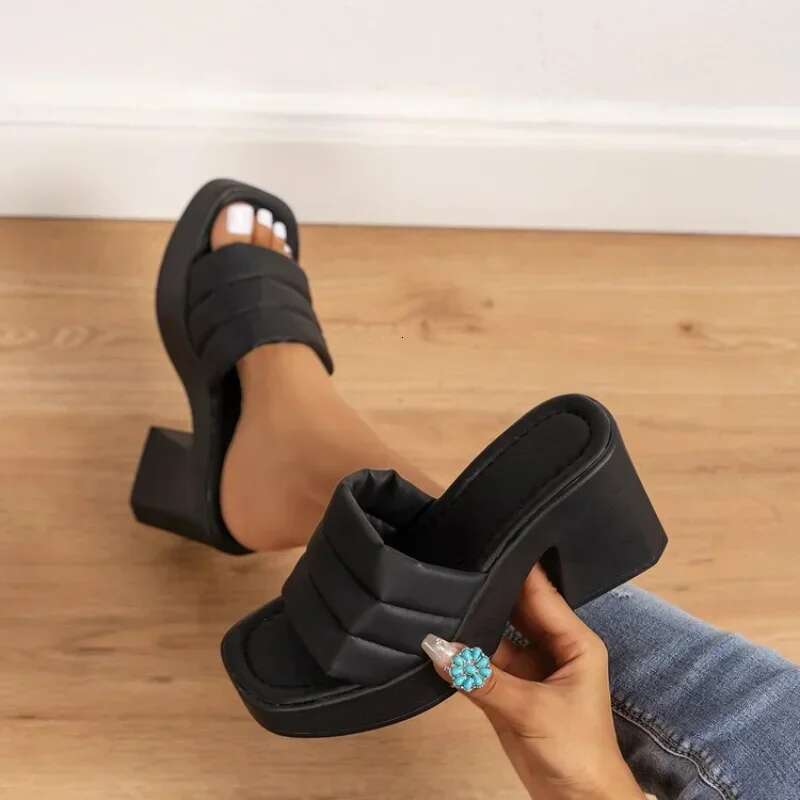 Heels Summer High Slippers Women Chunky Sandals Design New Casual Shoes Platform Sgback Flip ps atos Femme Pumps