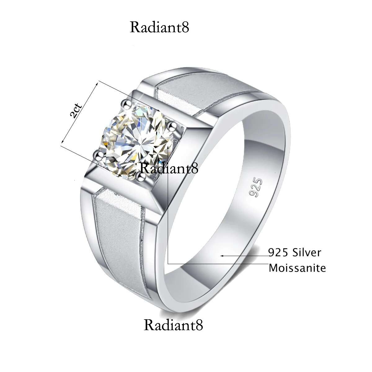 2 Moissanite Rings For Men Sterg Sier White Gold plated Engagement Wedding Mens Jewellery 2024 Trend Gift Female