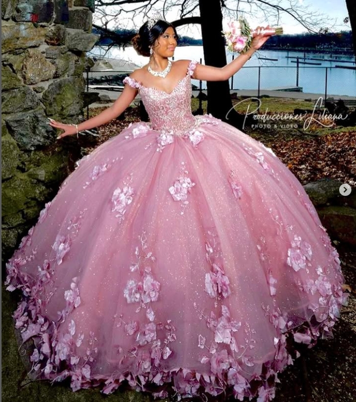 3D Floral Appliques Pink Quinceanera Dresses Off Shoulder Sweet 16 Dress Floor Length Prom Occasion Ball Gown Vestido De 15 Anos