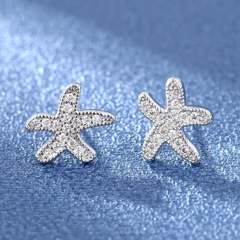 Sterg Sier Jewelry Women Fashion Cute Tiny Clear Crystal CZ Stud Earrings Gift for Girls Teens Lady Nice