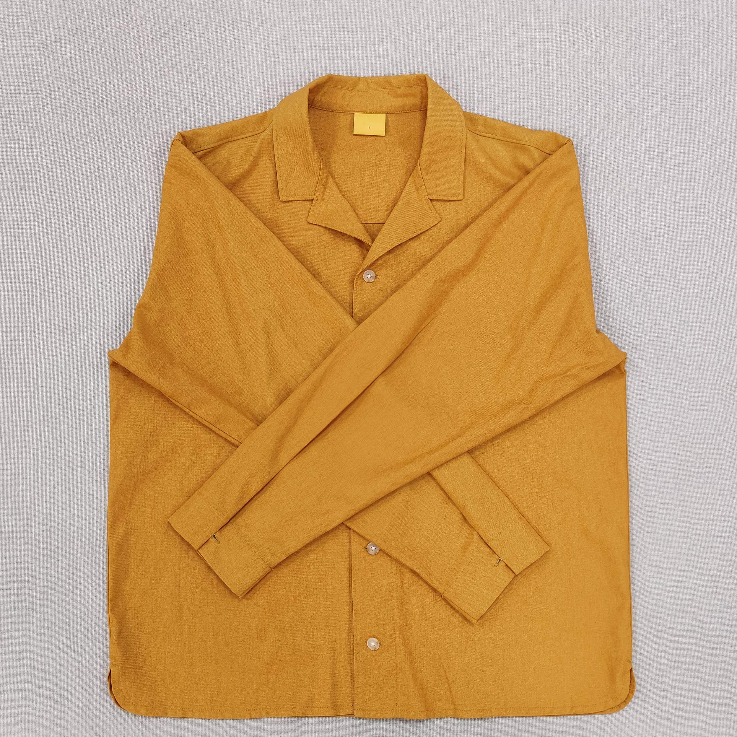 Men's Orange Embroidered Shirt Button closure Logo embroidered at patch pocket Adjustable single-button barrel cuffs 100% cotton Made in China