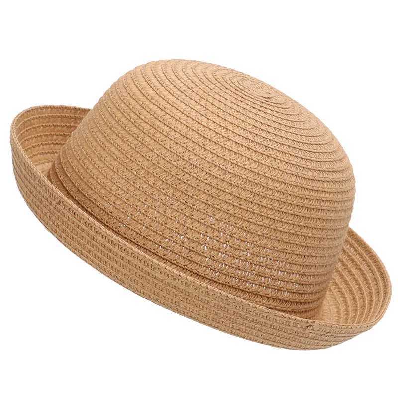 Two Design Children Str Per Sun Hat Cute Ears 2-5 Years Boys Girls Summer Plain Beach Hat Brown Khaki Ivory Orange YellowXJ250304