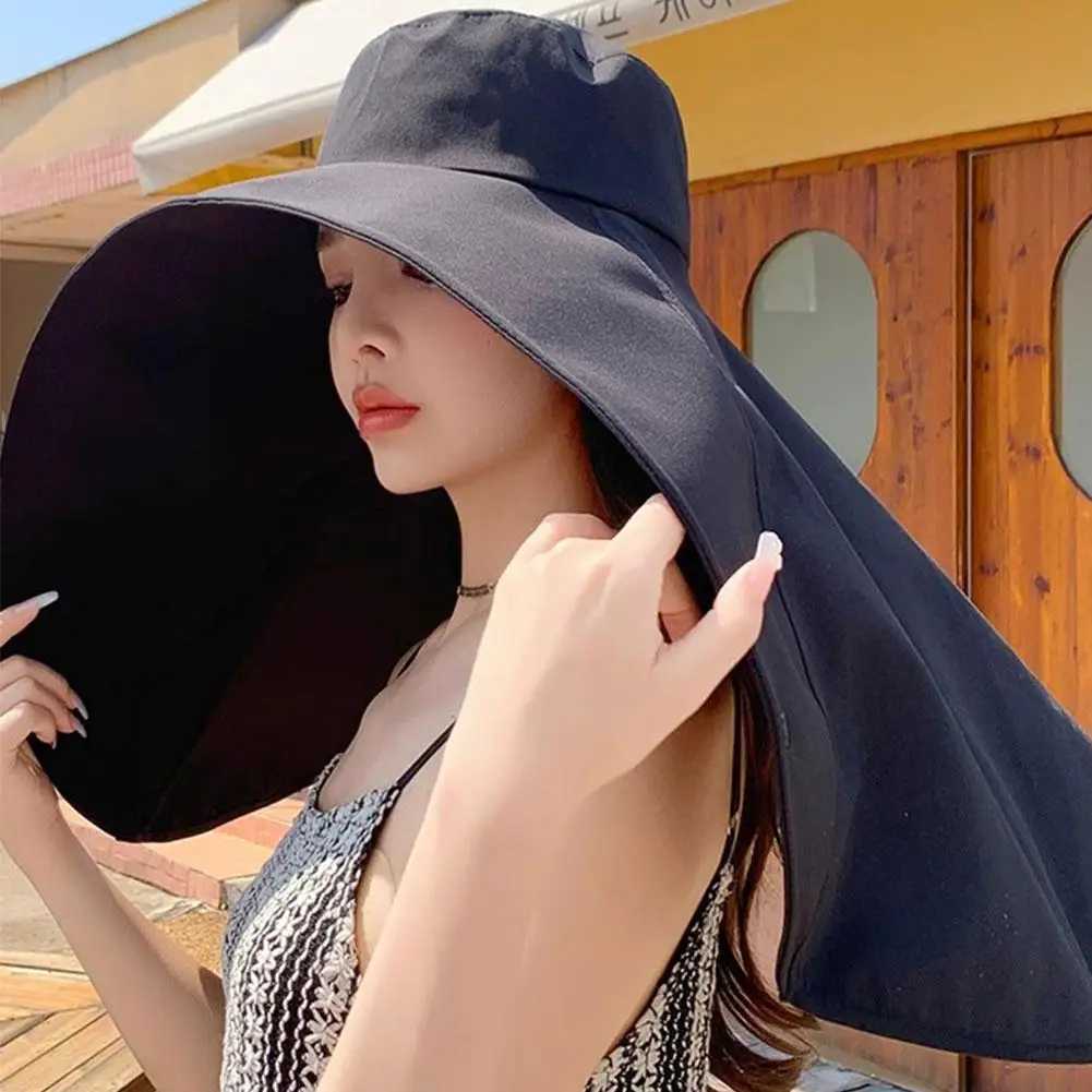 Womens summer hat outdoor UV neck protection sun protection canopy for fishing hiking wide Brim Shl sun protection ponytail CXJ250304