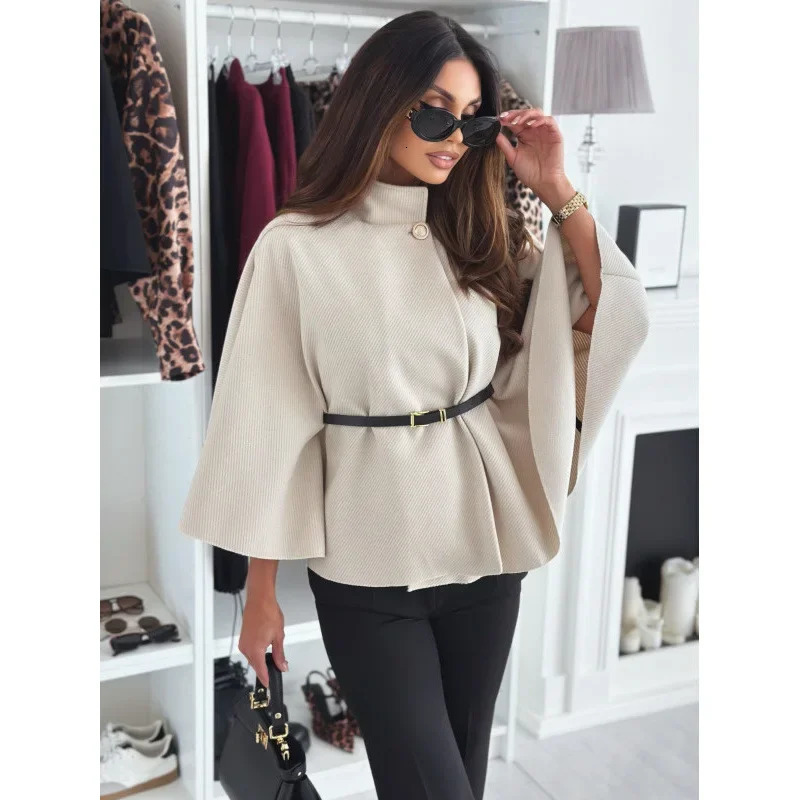 Quick sale of solid color waist fitting ties scarves wool jackets regular styles for all seasons 250225