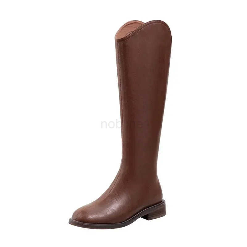 Wen Knee-high Boots Genuine Leather Natural Leather Ladies Bootie Autumn and Winter Veet Wern Boots Goth Shoes Long Botas Z250304