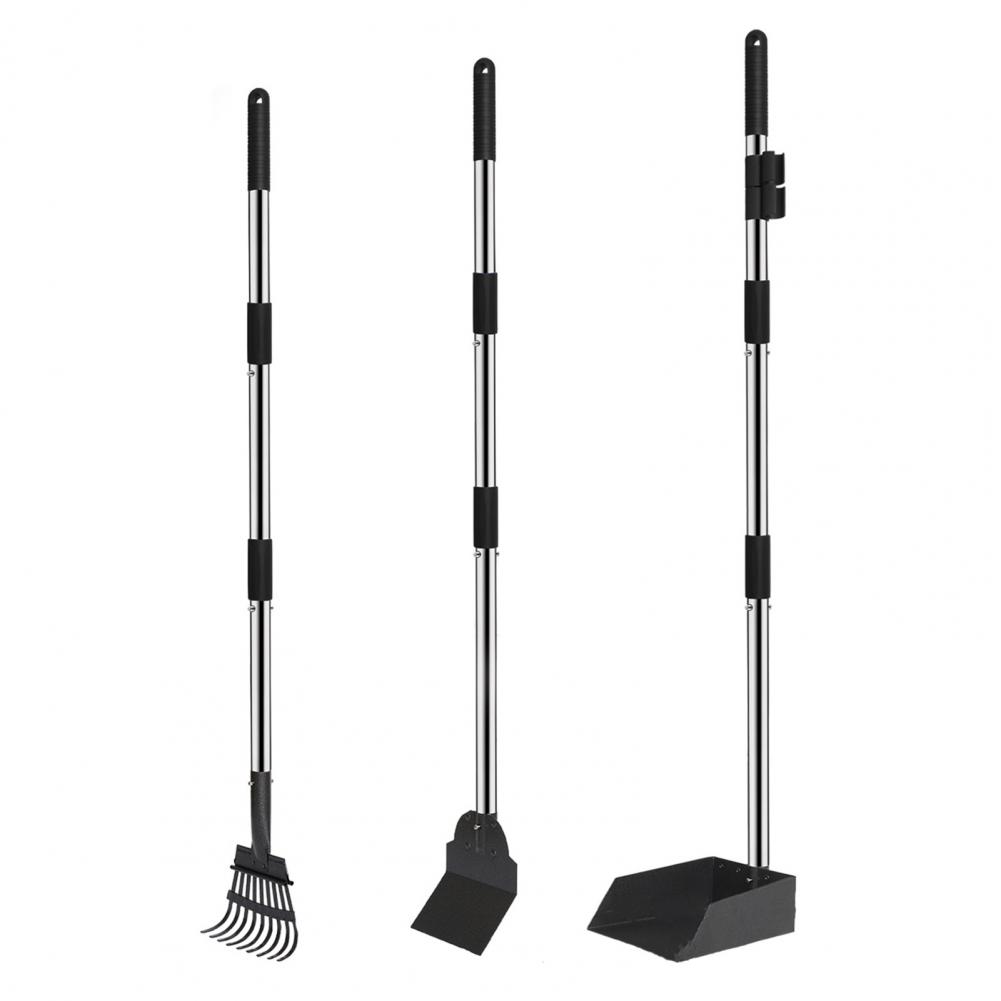 Stainless Steel Retractable Handle Picker Stain-resistant Dog Scoop Stainless Steel Swivel Bin Rake Spade for Lawns for Medium
