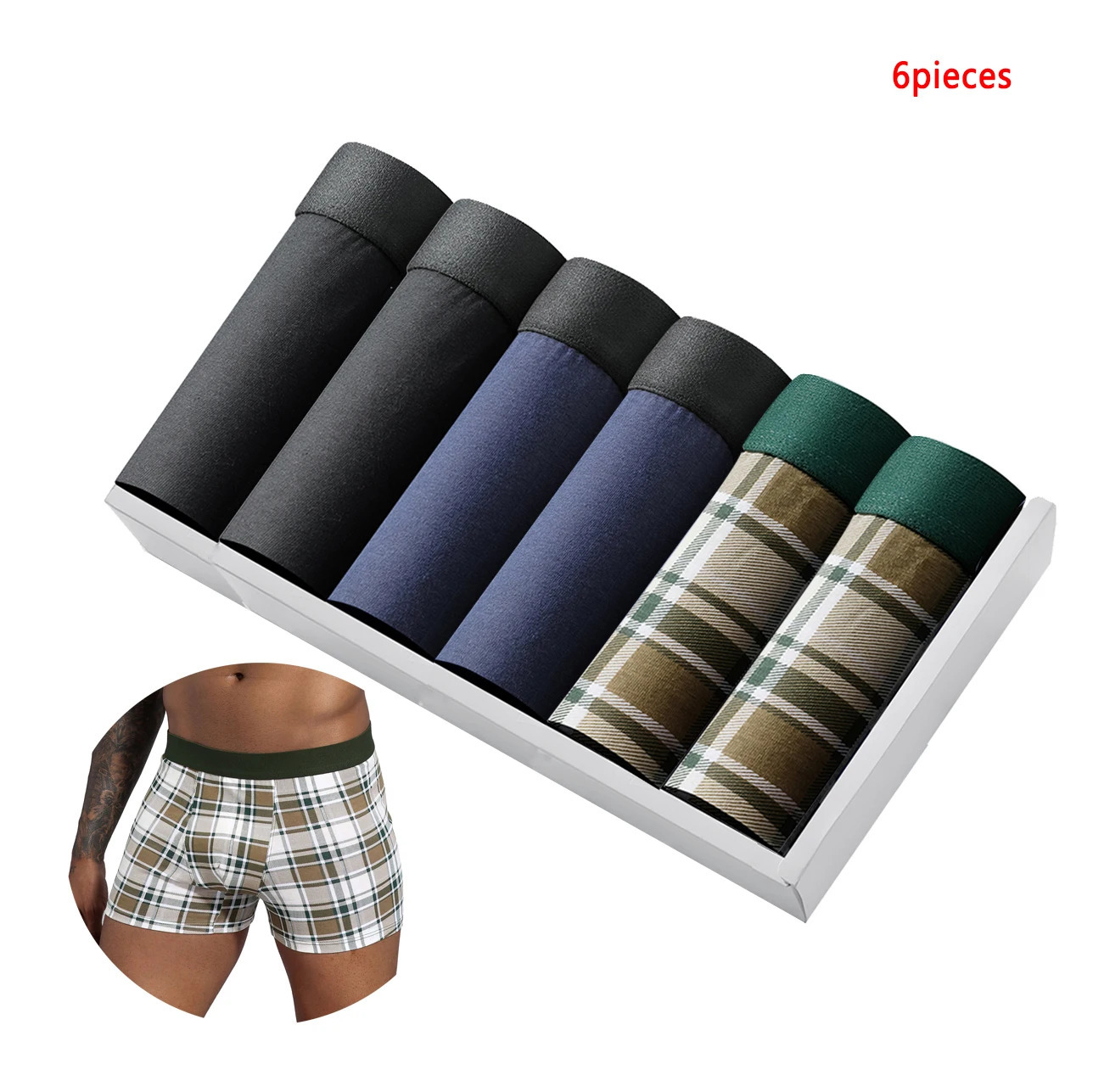 6pcs pack Black Boxer Shorts Men Underwear Soft Breathable Male Underpants for Men Homme Boxershorts Slips Panties 250303
