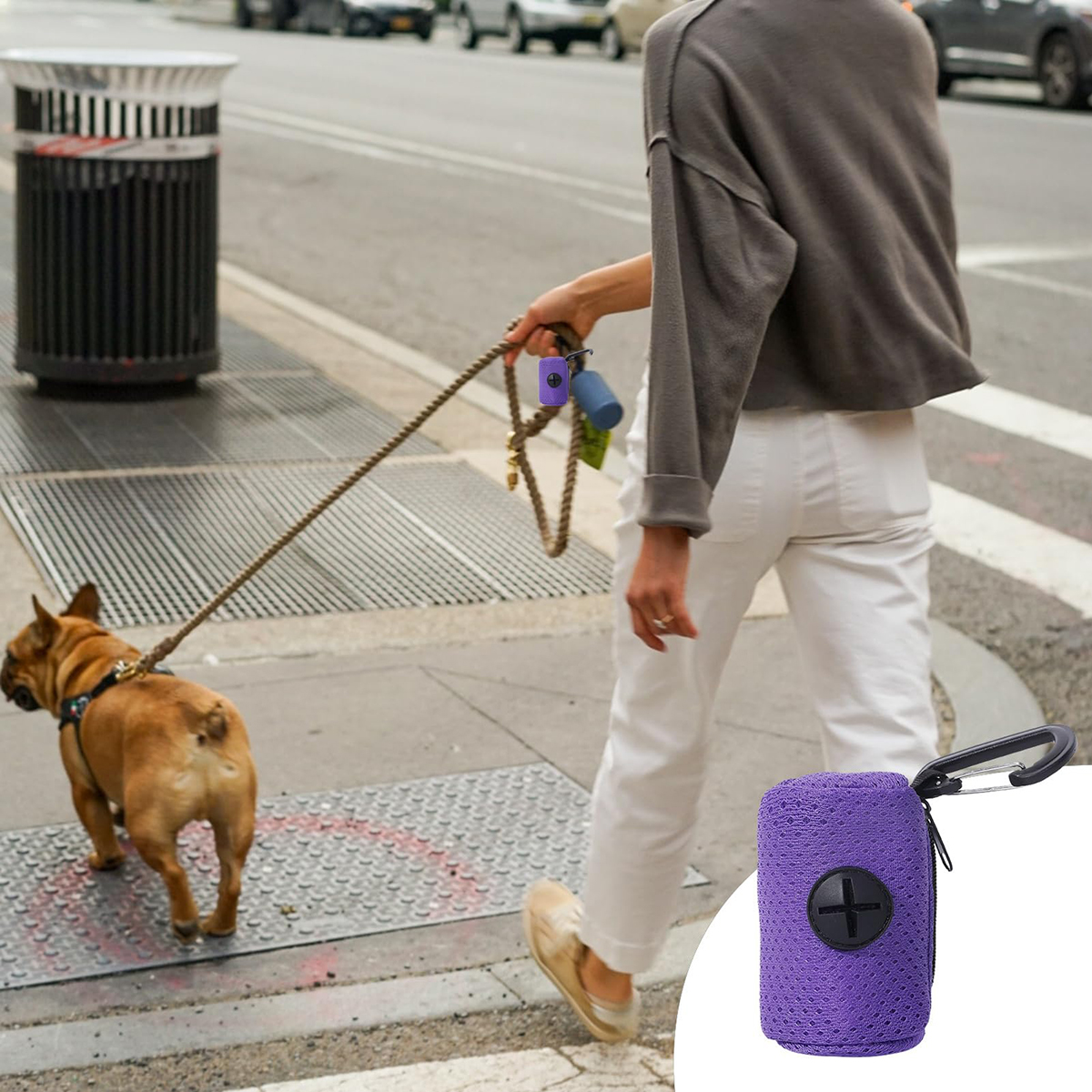 Dog Poop Bag Dispenser Fashion Dog Bag Holder With Mesh Fabric Attachment With Zipper Poop Bags Holder Poop Bag Holder