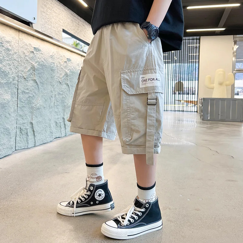 Boys Short Pants Children Clothes Summer Classic Soft Cotton Casual Pockets Cargo Shorts Teen Jogger Fashion Clothing 250304
