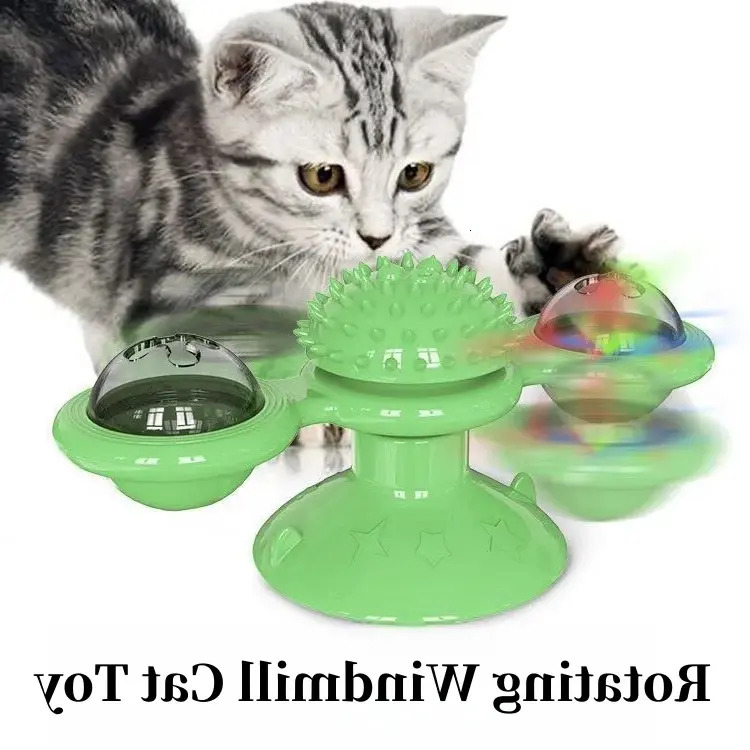 Update 2025 New Popular Windmill Spinning Toy Wheel Teasing Scratching Tool Cat Brush Pet Interactive Supplies Wholesale Free Shipping
