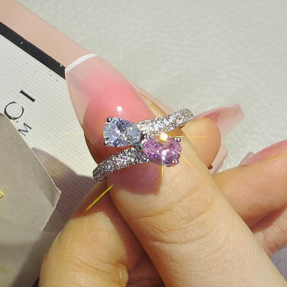 Couple Rings Shein Double Headed Classic Waterdrop Creative Ring for Women with a Small and High end Design Sense R8022 H25303