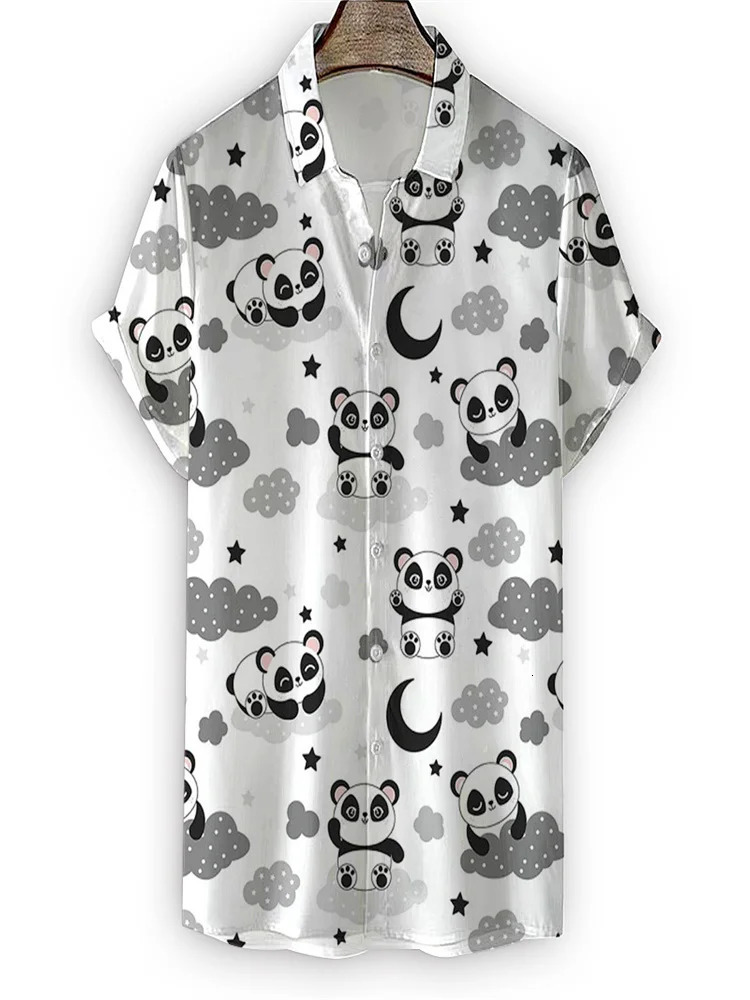 Summer high quality Mens Hawaiian Shirt 3D animal black cat Printed Short lapel Sleeve Big Size Hawaii Men Beach Floral Shirts 250227